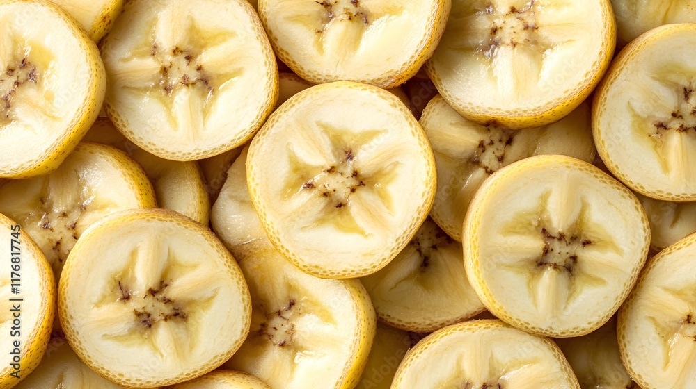 Sliced Bananas: Yellow Fruit, Sweet Treat Sliced Bananas: Yellow Fruit, Sweet Treat
