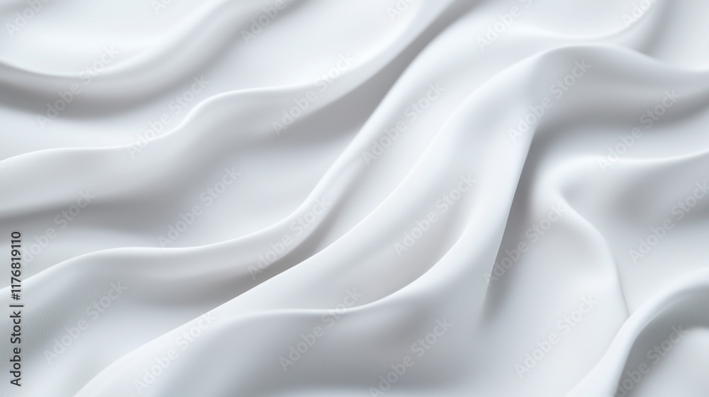 Fototapeta premium Elegant white fabric with soft, flowing waves