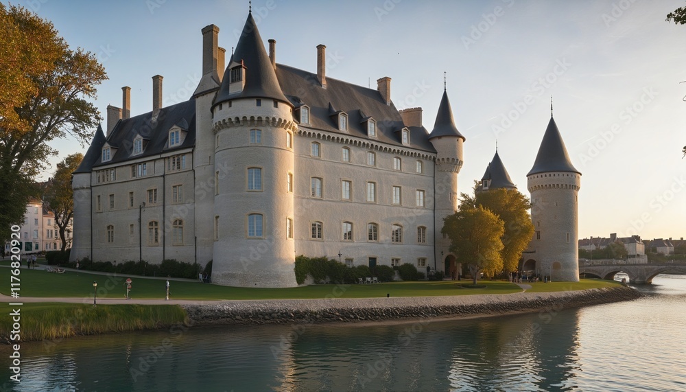 European Castle on the Loire River European Castle on the Loire River