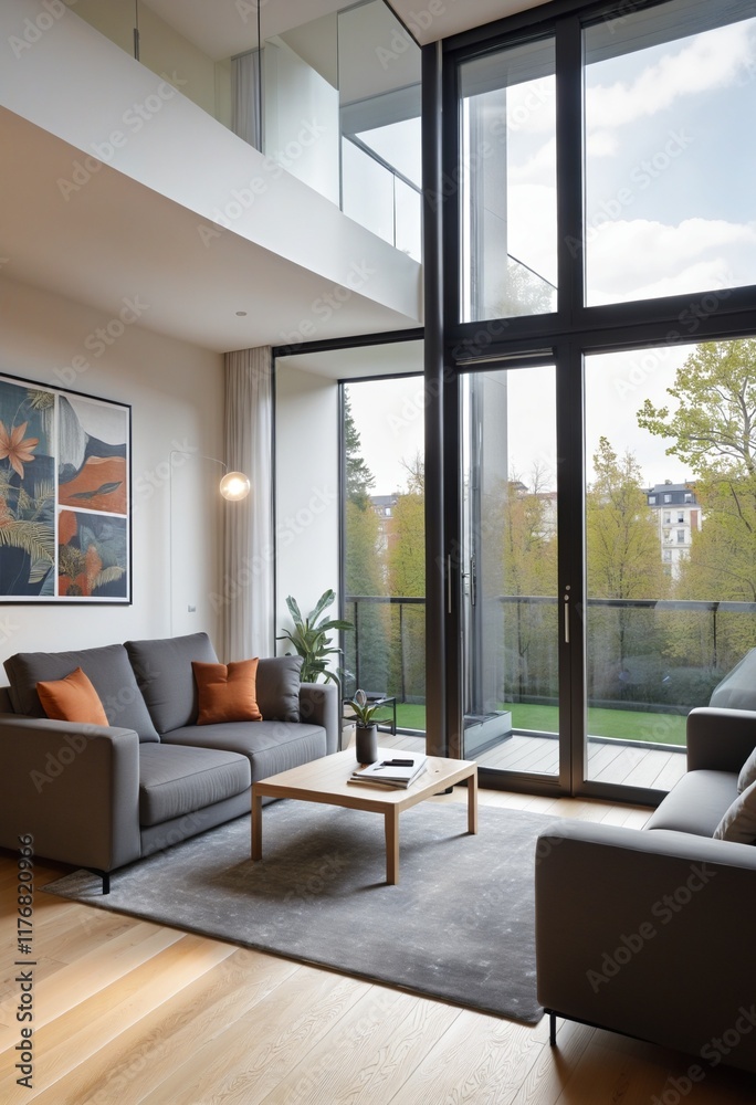 Fototapeta premium Luxurious Contemporary Home Design with Wooden Floors