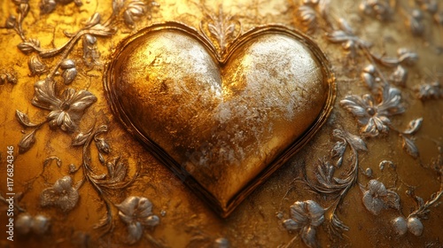 Elegant valentine wallpaper featuring golden heart design romantic background for lovelorn hearts opulent floral environment