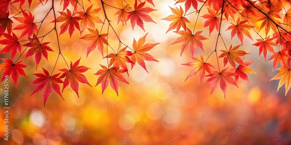 Autumnal Red Maple Leaves Adorning Branches , nature, tree branches Autumnal Red Maple Leaves Adorning Branches , nature, tree branches