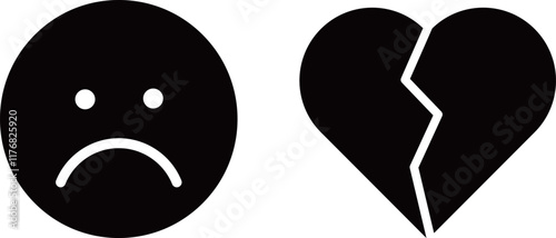 顔　割れたハート　アイコン