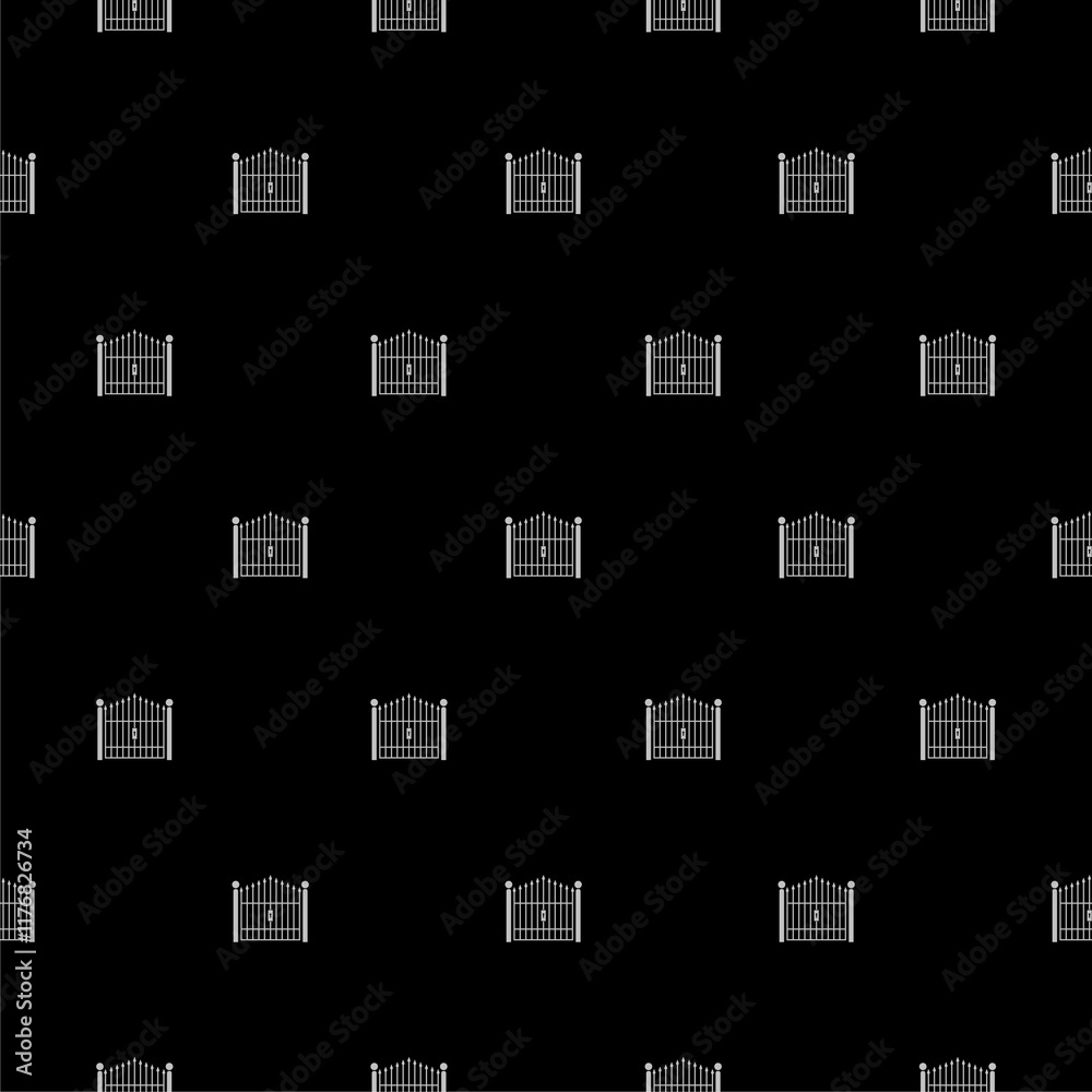 Gate icon seamless pattern isolated on black background Gate icon seamless pattern isolated on black background