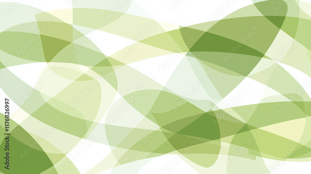 Naklejka premium Soft green abstract design with overlapping geometric patterns, creating a tranquil and refreshing artistic visual.