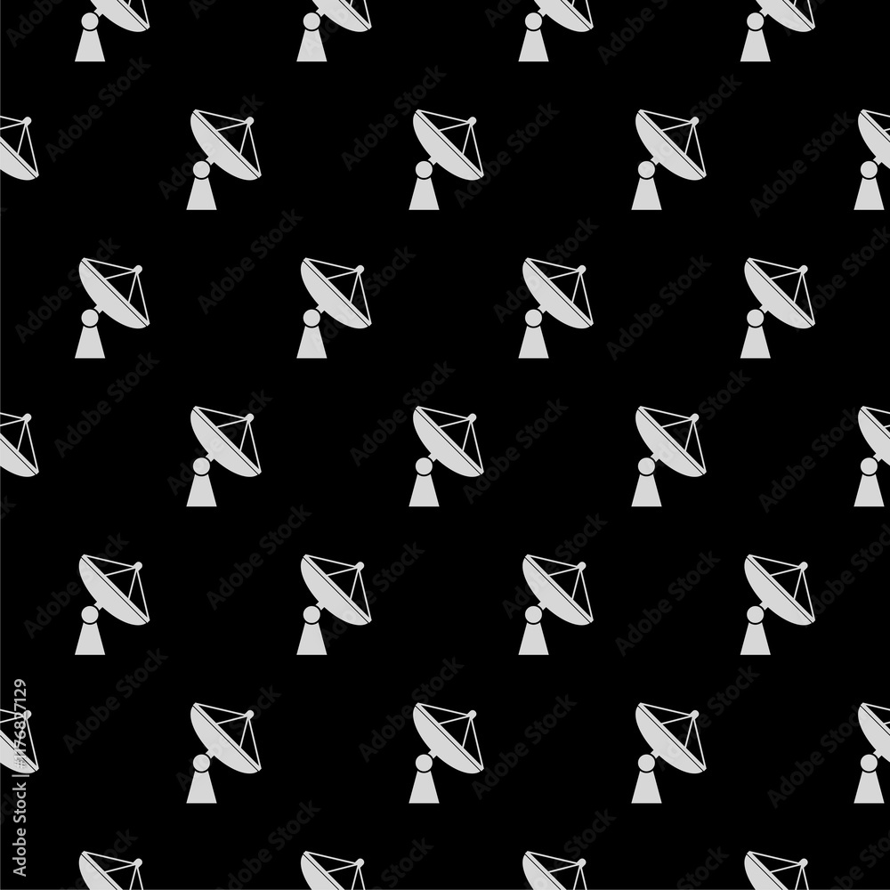 Satellite dish icon isolated seamless pattern on black background Satellite dish icon isolated seamless pattern on black background