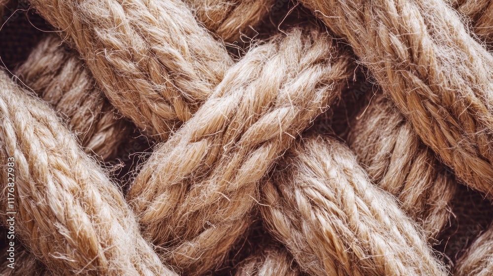 Close-up of intertwined natural fibers in a braided pattern. Close-up of intertwined natural fibers in a braided pattern.