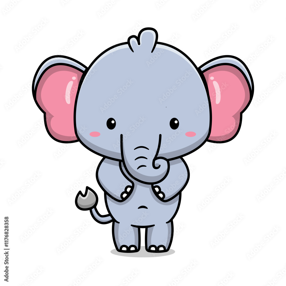 Cute happy elephant character cartoon icon illustration Cute happy elephant character cartoon icon illustration