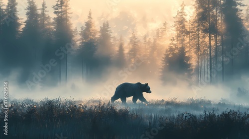 Scenic wildlife background featuring bears in their natural habitat.