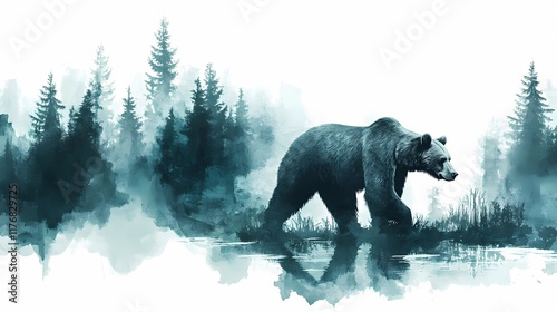 Scenic wildlife background featuring bears in their natural habitat.