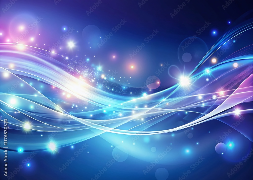 Fototapeta premium Abstract Night Light Blue Background Banner - Glowing Celestial Design