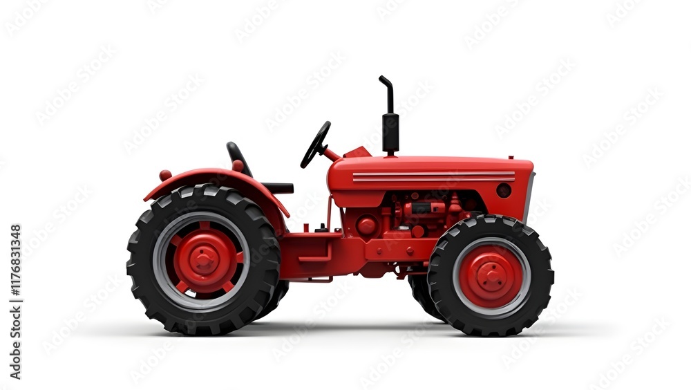 A hand tractor isolated pure white background