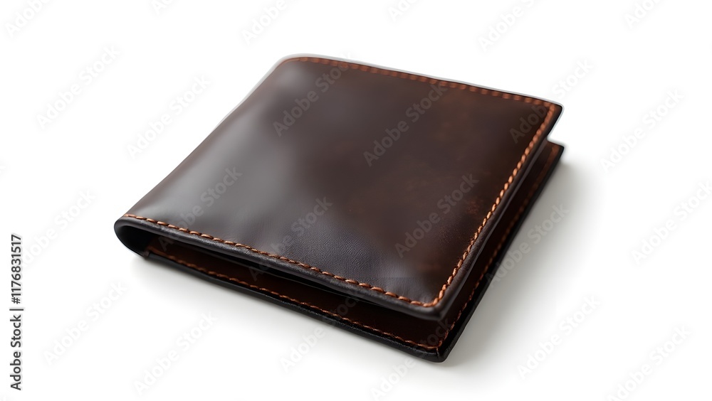 A leather wallet isolated on a pure white background A leather wallet isolated on a pure white background