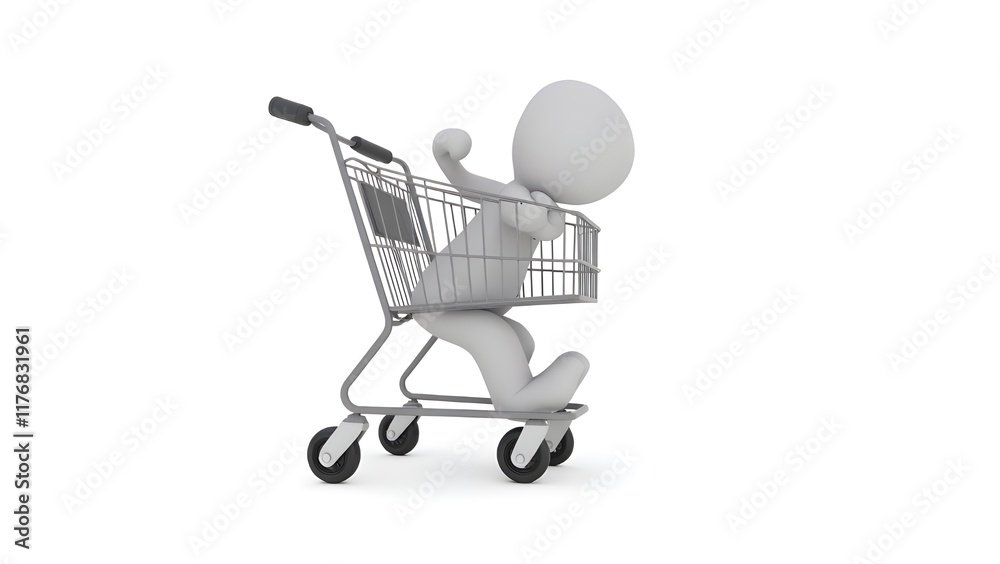 A supermarket trolley isolated pure white background A supermarket trolley isolated pure white background