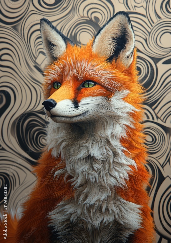 Obraz premium Digital painting of a red fox against an abstract background Ideal for nature-themed projects wallpapers or illustrations