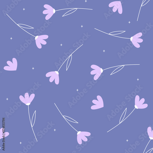 violet floral midnight garden magical seamless pattern