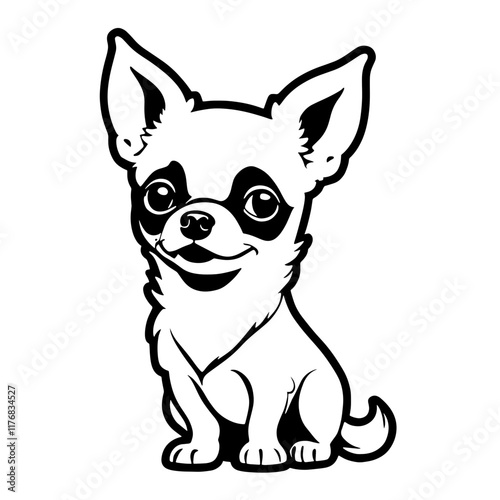 Cute chihuahua with big ears sits happily against a simple background showcasing its playful nature