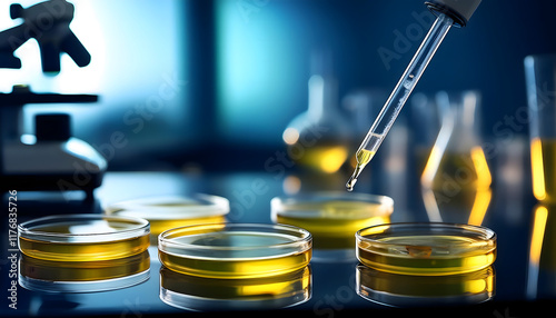 Petri dishes medical lab. Science , Research, Laboratory . Generative Ai