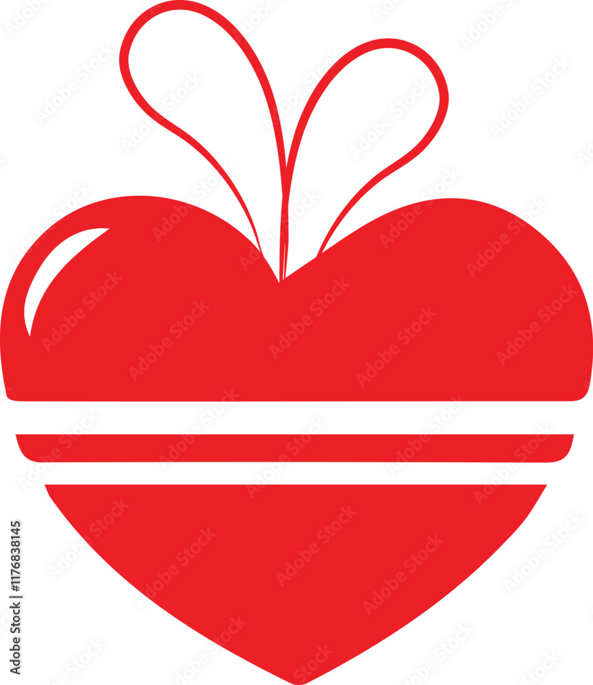 A simple, vibrant red heart with a white ribbon/bow at the top, conveying a sense of love and gifting. A simple, vibrant red heart with a white ribbon/bow at the top, conveying a sense of love and gifting.