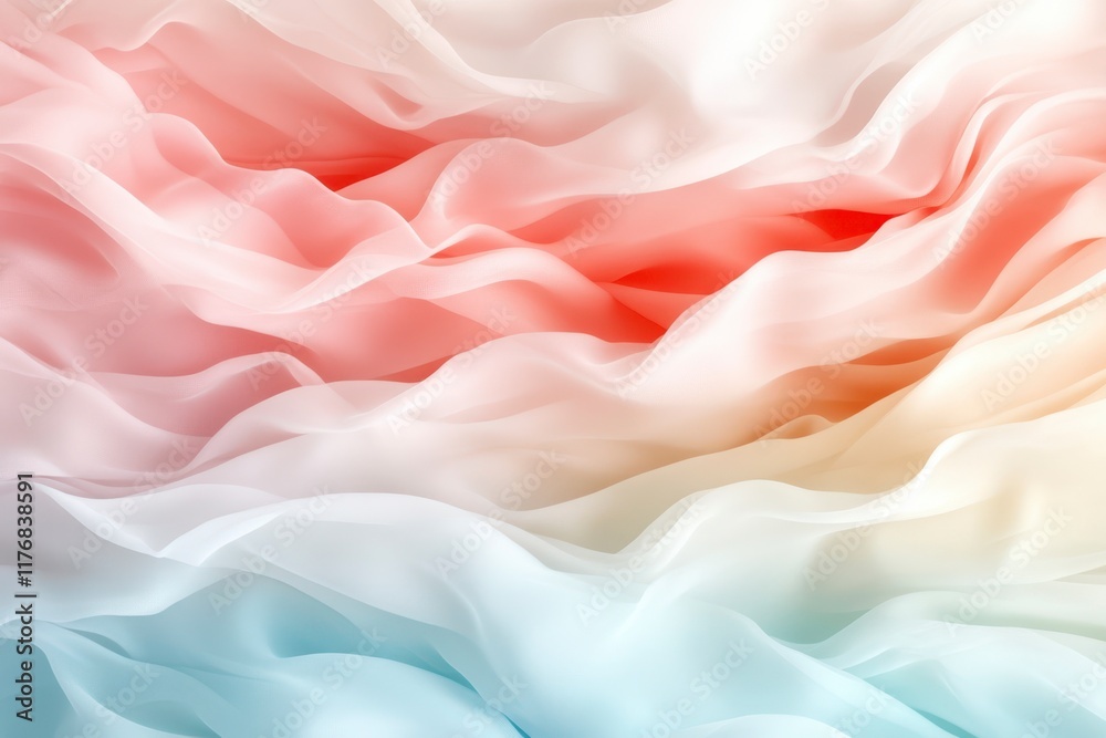 Obraz premium Flowing fabric in soft hues creates a dreamlike atmosphere showcasing the beauty of gentle movement and color blending. Generative AI