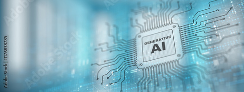 Generative AI Creating Content Illustrated on a Processor. photo