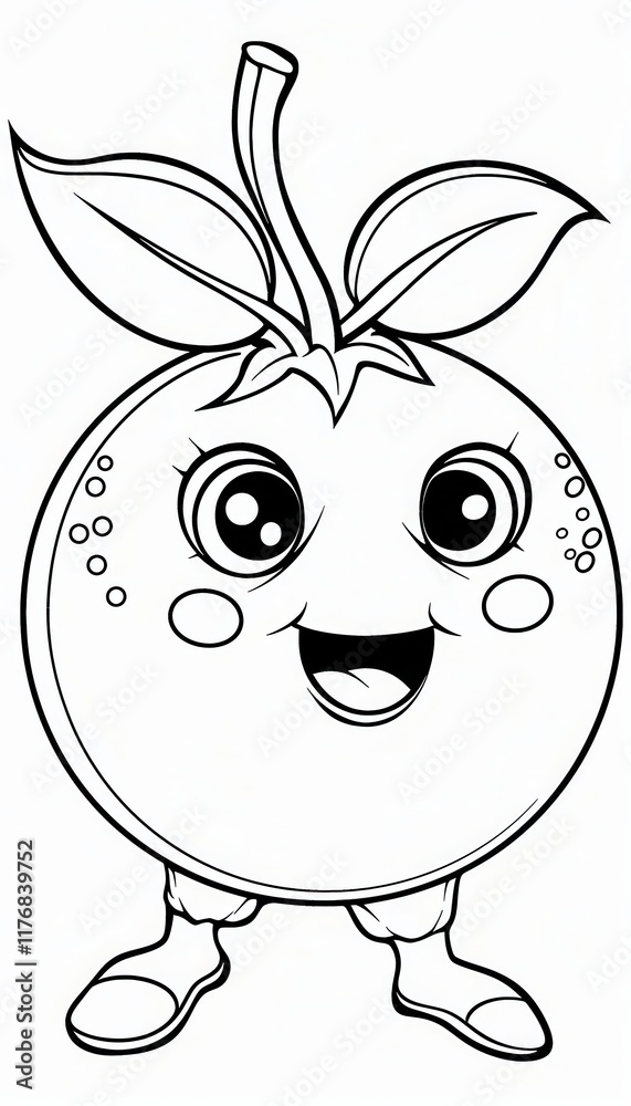 Obraz premium A cute, smiling orange character with big eyes and little shoes. Ideal for coloring books, children's illustrations, or educational materials.
