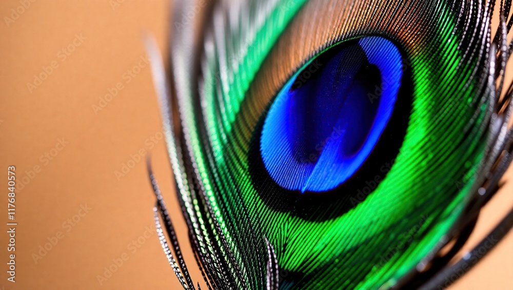 Naklejka premium A Vivid Peacock Feather Close Up Displaying Brilliant Hues