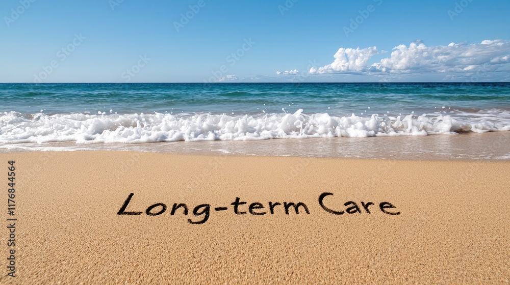 Fototapeta premium A serene beach scene with the words 