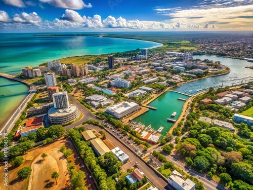 Aerial View of Darwin, Australia: Cityscape, Harbour, Coastal Landscape