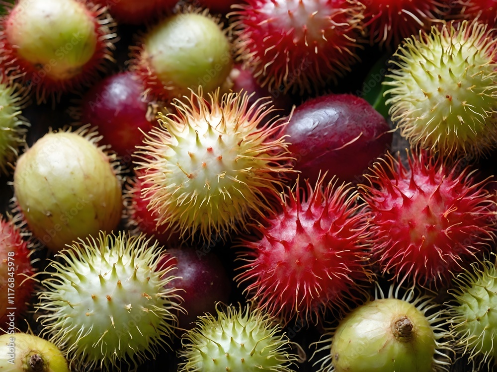 close up photo of rambutan fruit close up photo of rambutan fruit