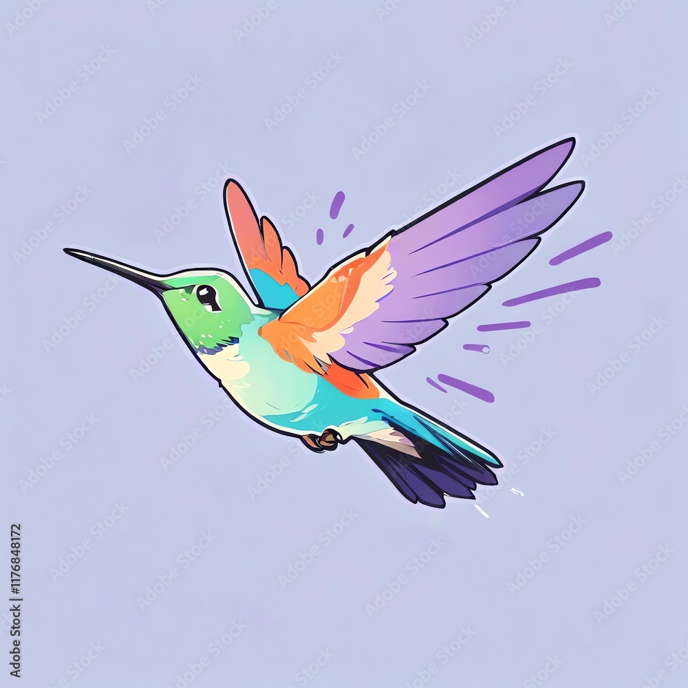Obraz premium Vibrant Hummingbird in Flight: A Colorful Avian Masterpiece