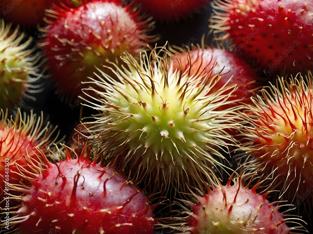 close up photo of rambutan fruit close up photo of rambutan fruit