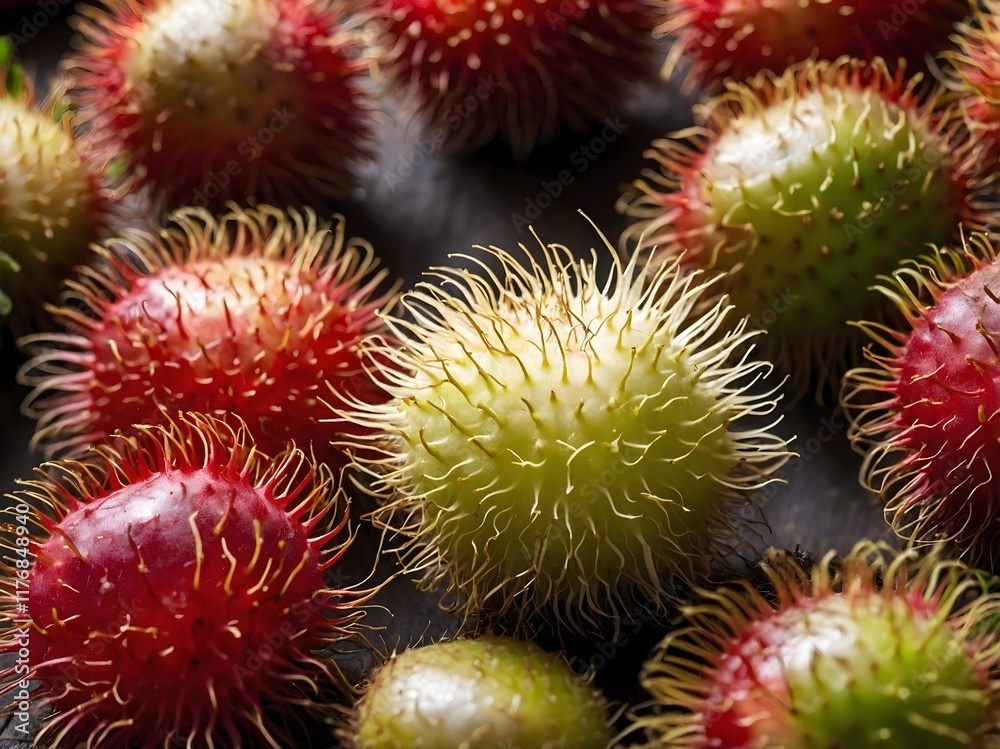 close up photo of rambutan fruit close up photo of rambutan fruit