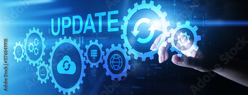 Update software system upgrade download new version internet technology concept.