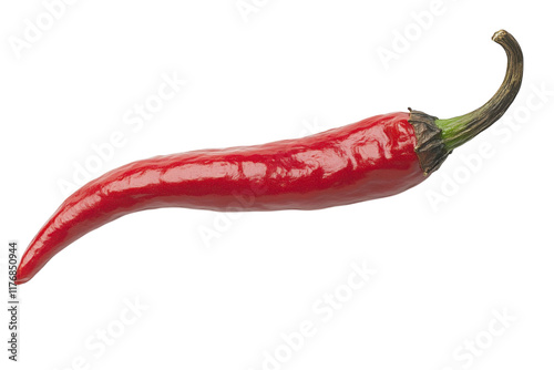 Fresh red chili pepper isolated on a white background showcasing vibrant color and glossy texture
