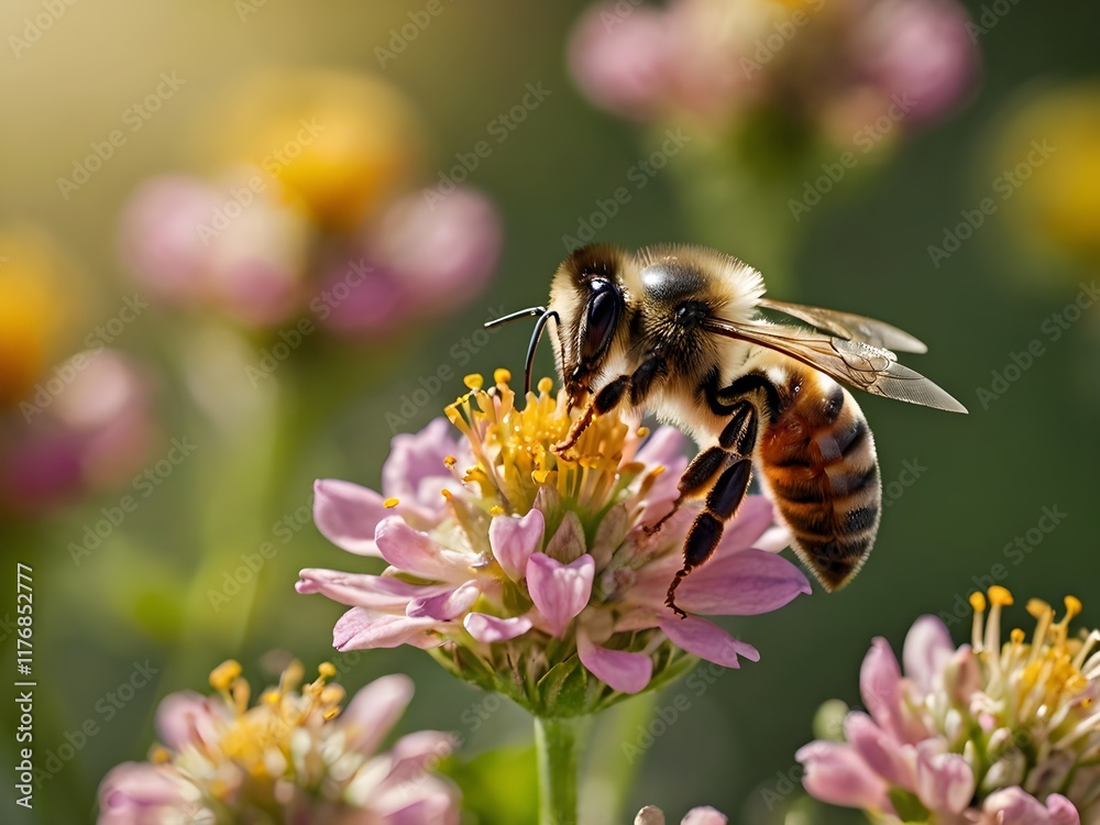 a bee perched on a flower with a blurred background
a bee perched on a flower with a blurred background