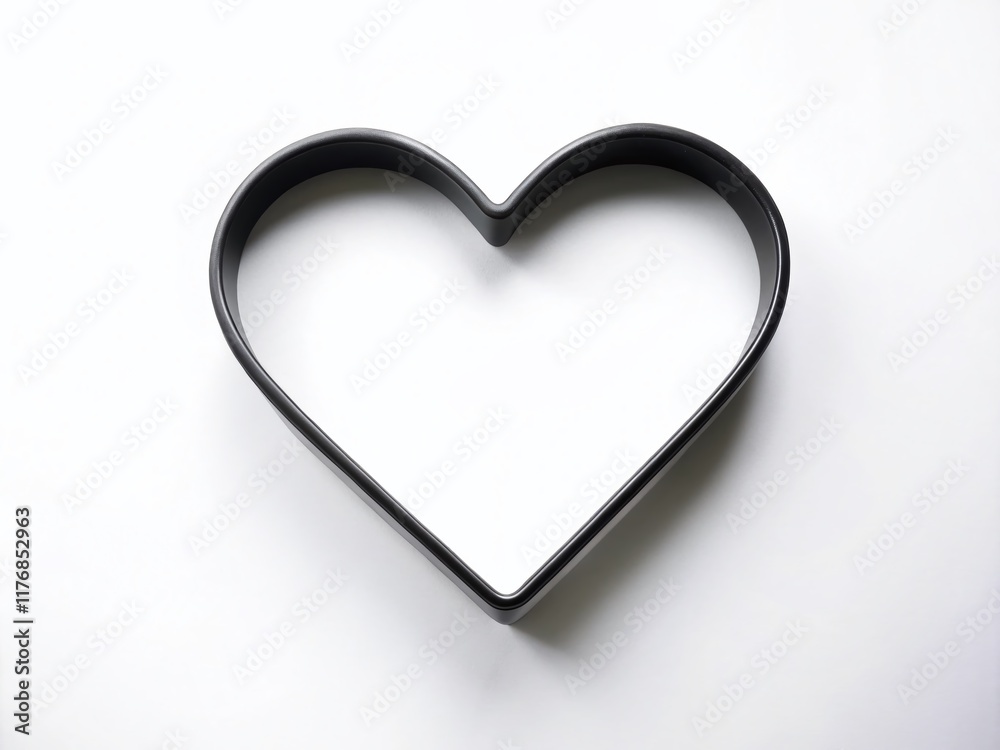 Black Outline Heart with Emotional Expressions, White Background - Conceptual Stock Photo