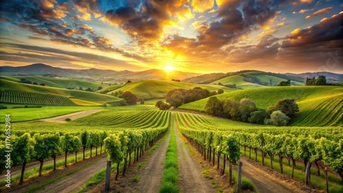 Wallpaper Mural Wine country's rolling hills, vibrant green vines, breathtaking vineyard photography. Torontodigital.ca