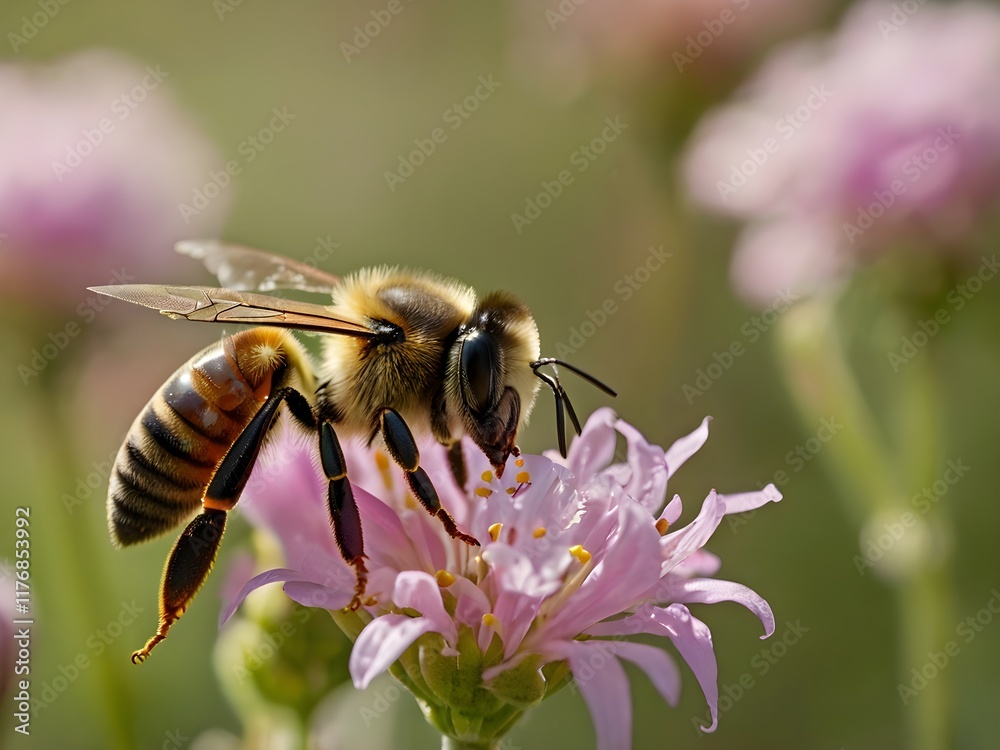 a bee perched on a flower with a blurred background
a bee perched on a flower with a blurred background