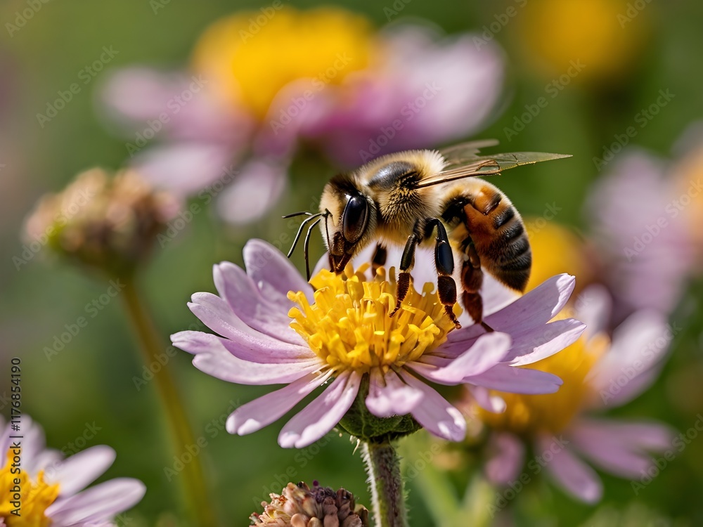a bee perched on a flower with a blurred background
a bee perched on a flower with a blurred background