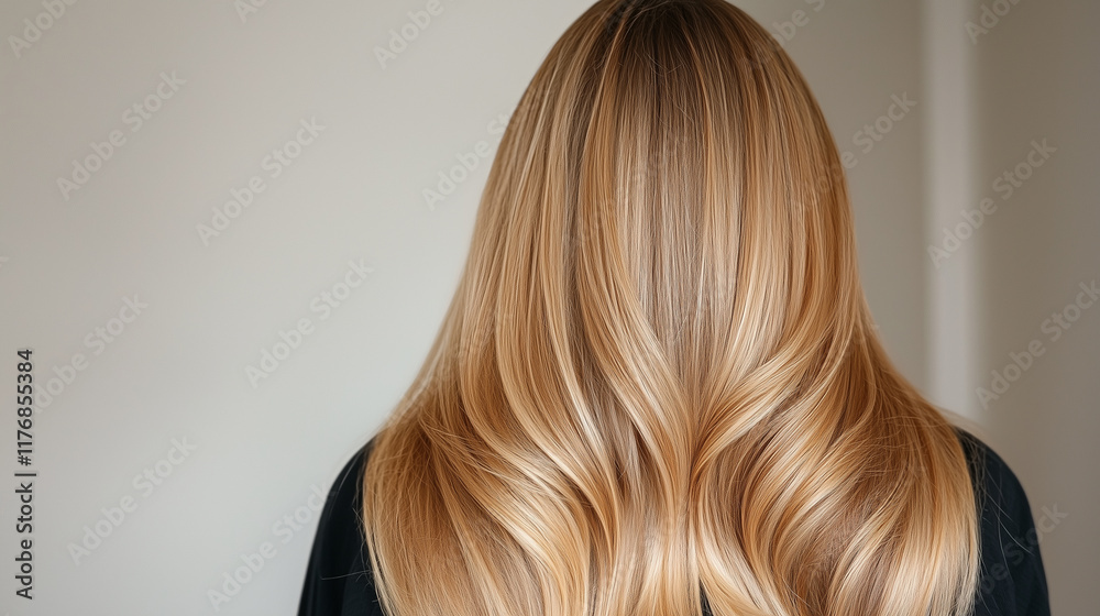 Naklejka premium Rear View of Young Woman with Long Silky Blonde Hair