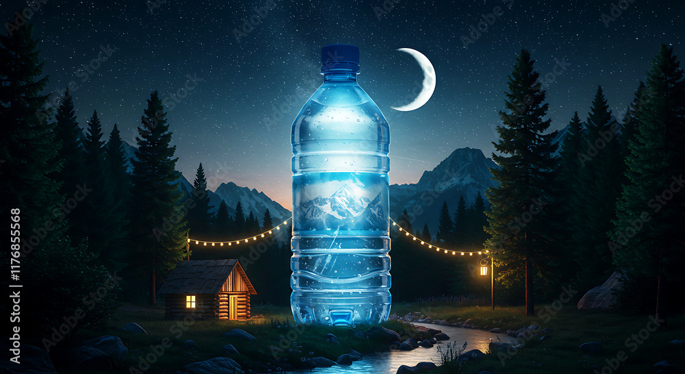 Fototapeta premium Cosmic Refreshment: A Surreal Journey of Liquid Bliss