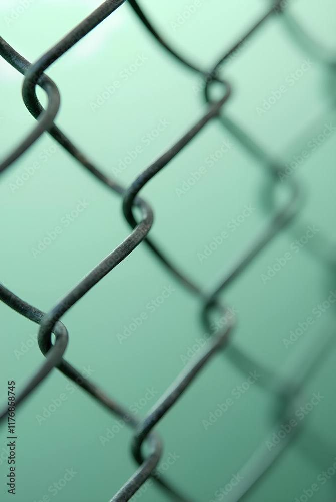 Chain-link fence on a light green background. Chain-link fence on a light green background.