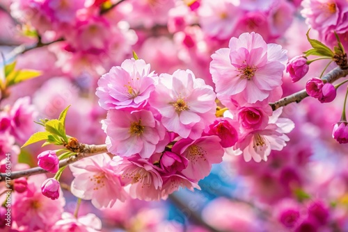 Close-Up Pink Cherry Blossoms in Spring Park -  Beautiful Aromatic Flowers Banner Image