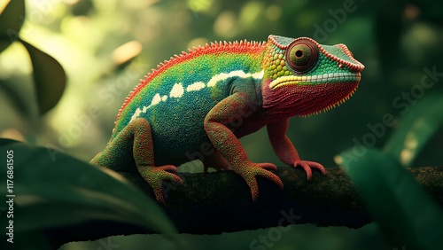 green lizard on a branch