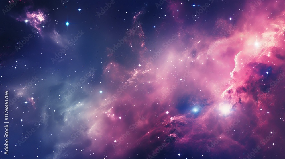 Fototapeta premium Vibrant cosmic clouds reveal the beauty of a distant galaxy in deep space. Generative AI