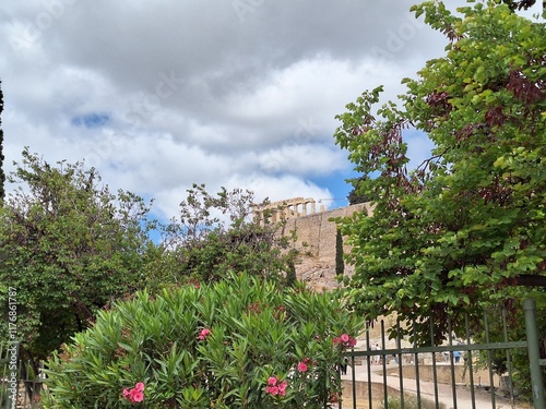 Parthenon seen from afar in Athens, Greece photo