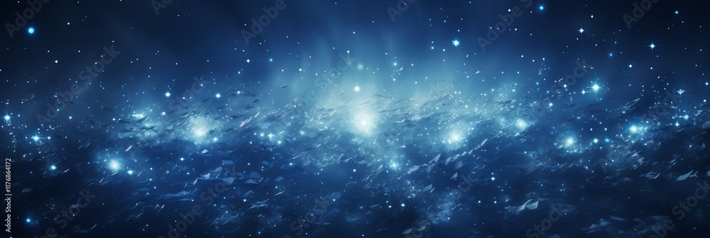 Obraz premium Starlit cosmos with shimmering galaxies shining in deep blue expanse. Generative AI