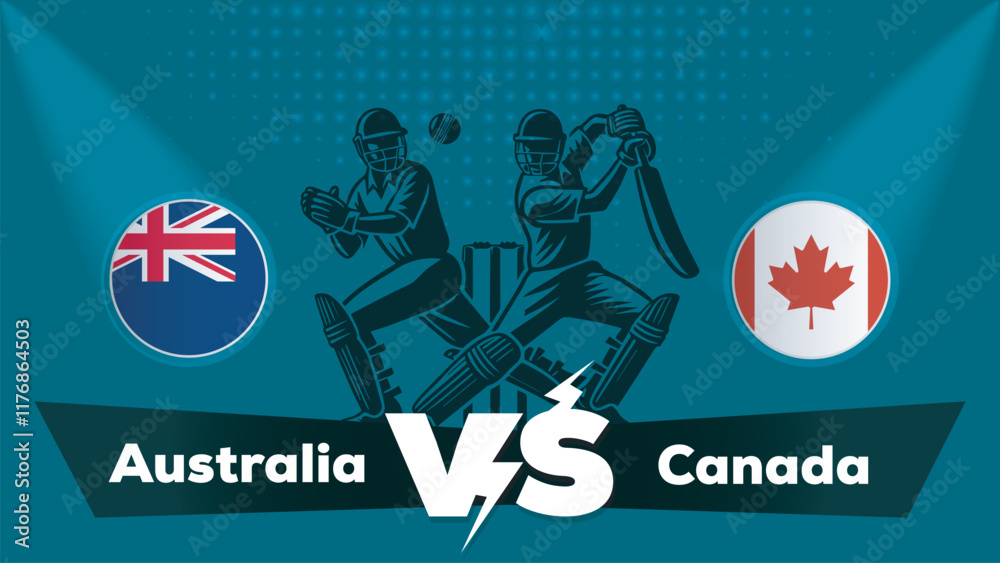 Fototapeta premium Afghanistan VS Canada , Canada Vs Afghanistan cricket match , Cricket match concept with creative illustration.eps