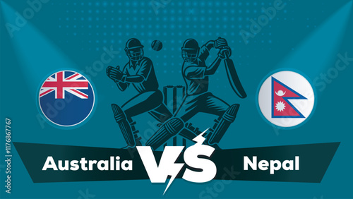 Australia VS Nepal , Nepal Vs Australia cricket match , Cricket match concept with creative illustration.eps